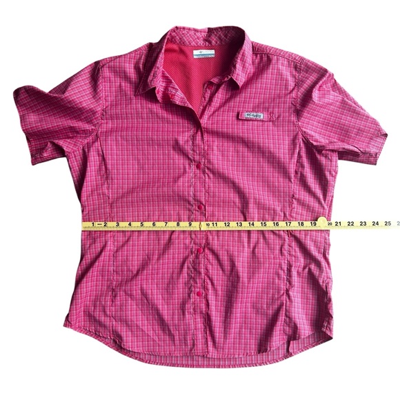 Columbia PFG Omni-Shade Pink Plaid Short Sleeve Fishing Shirt XL - Picture 4 of 16